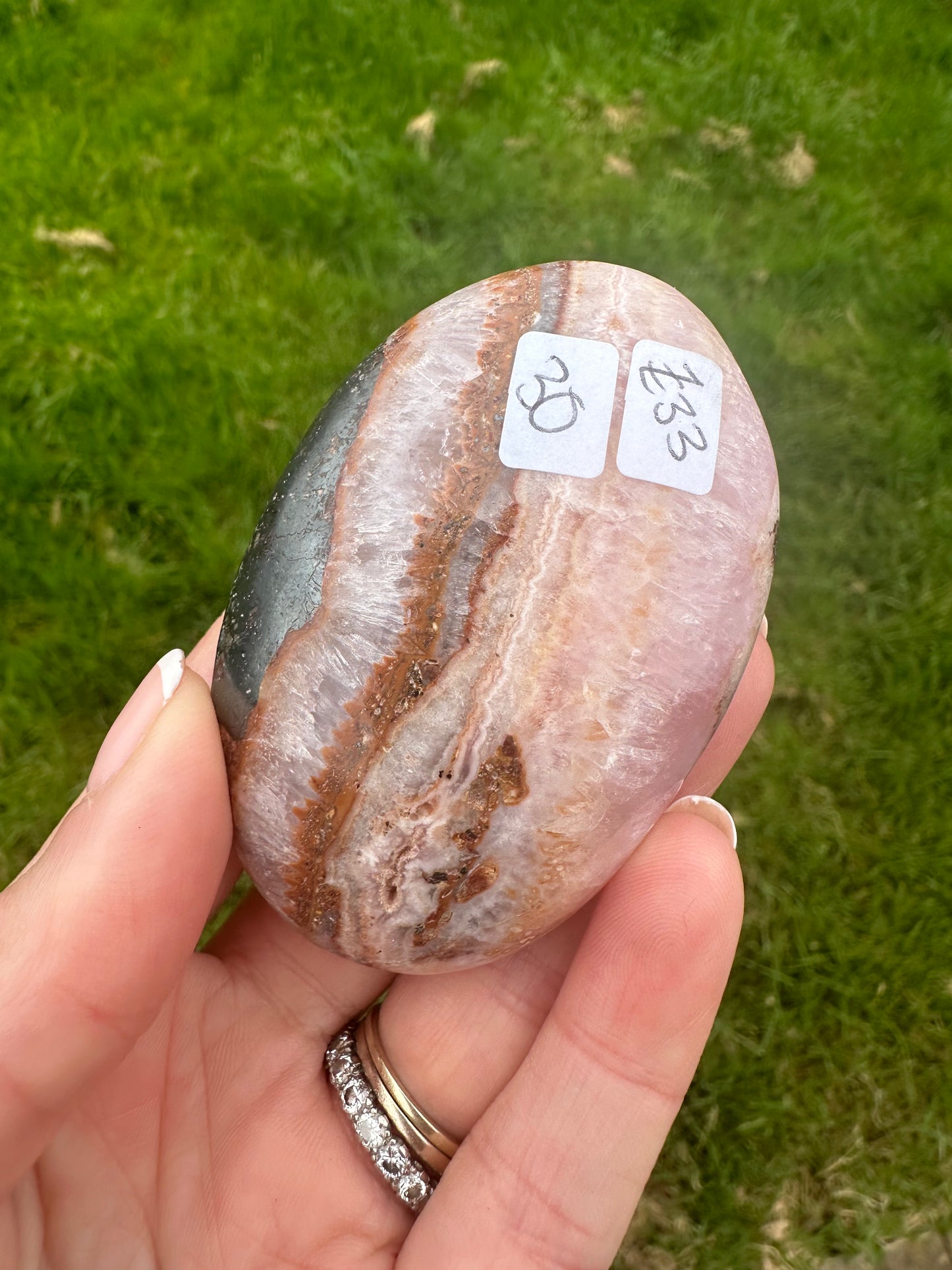 Pink Aragonite Polished Palmstone