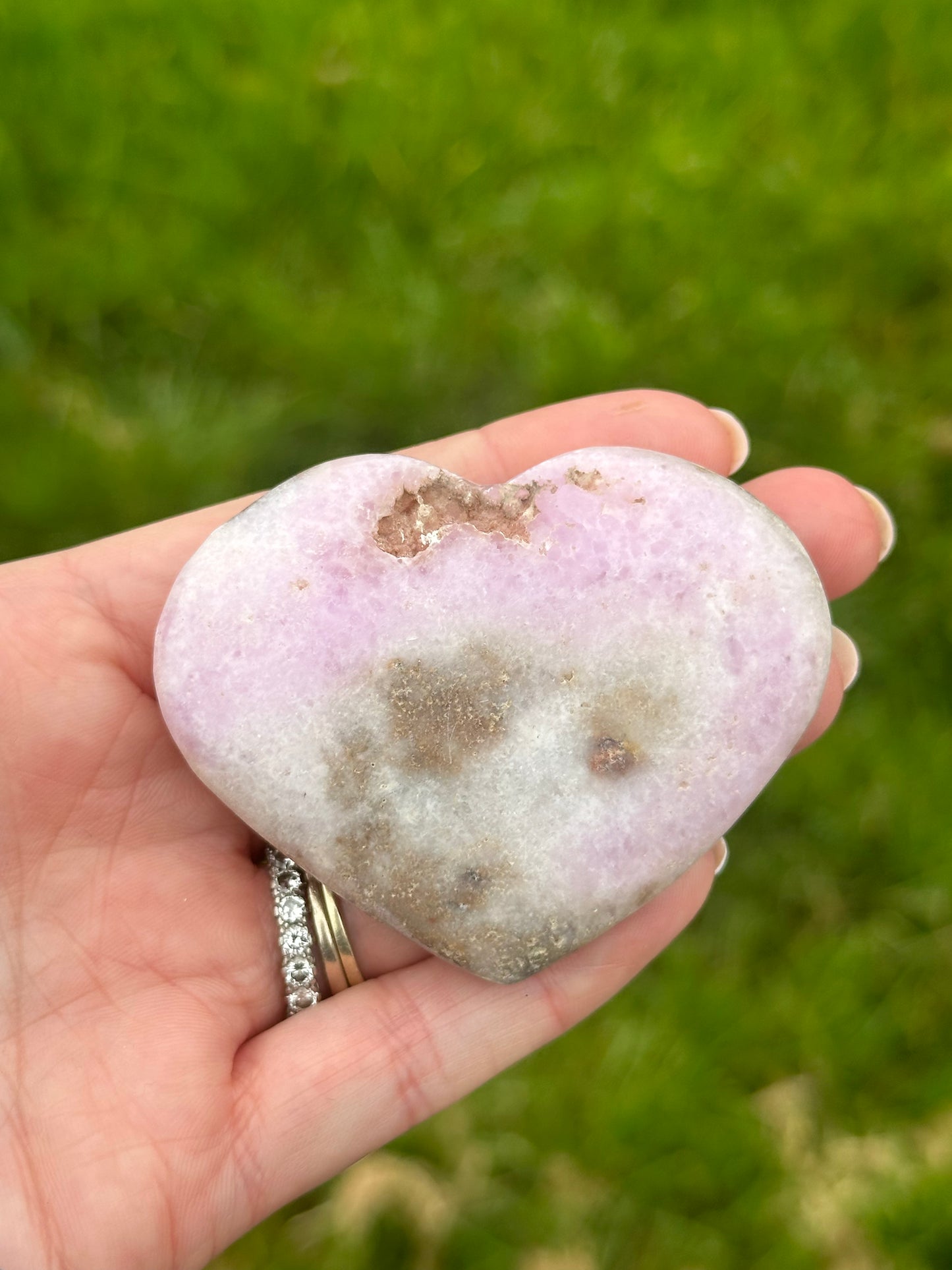 Pink Aragonite Polished Heart