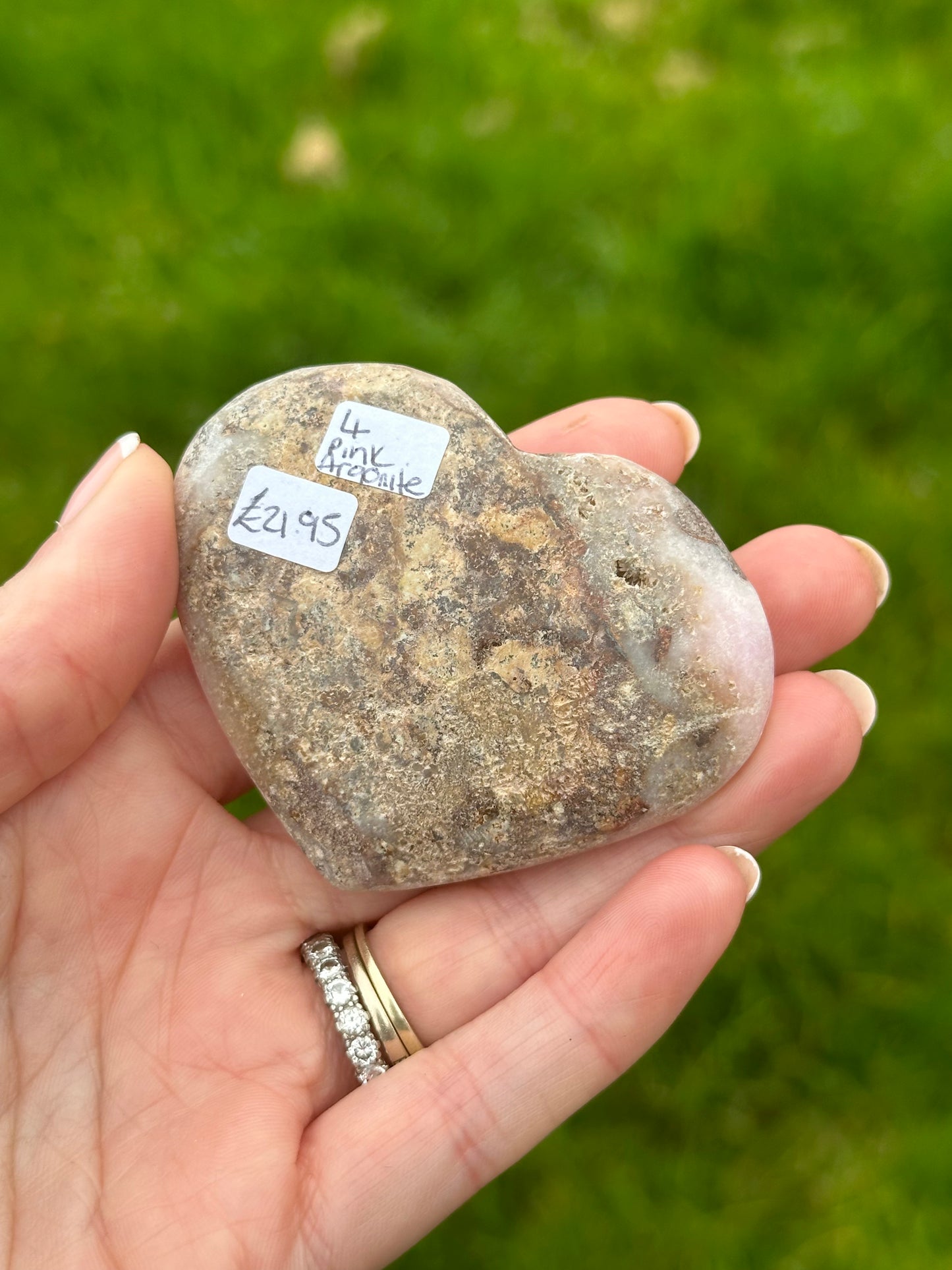 Pink Aragonite Polished Heart