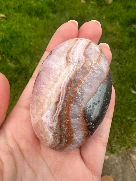 Pink Aragonite Polished Palmstone