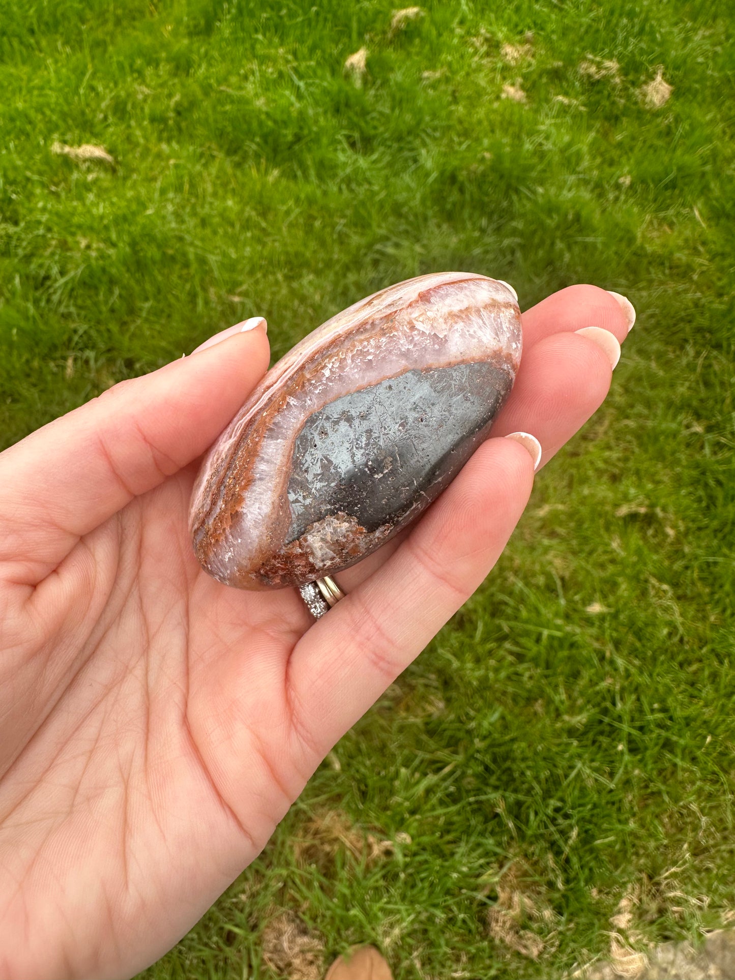 Pink Aragonite Polished Palmstone