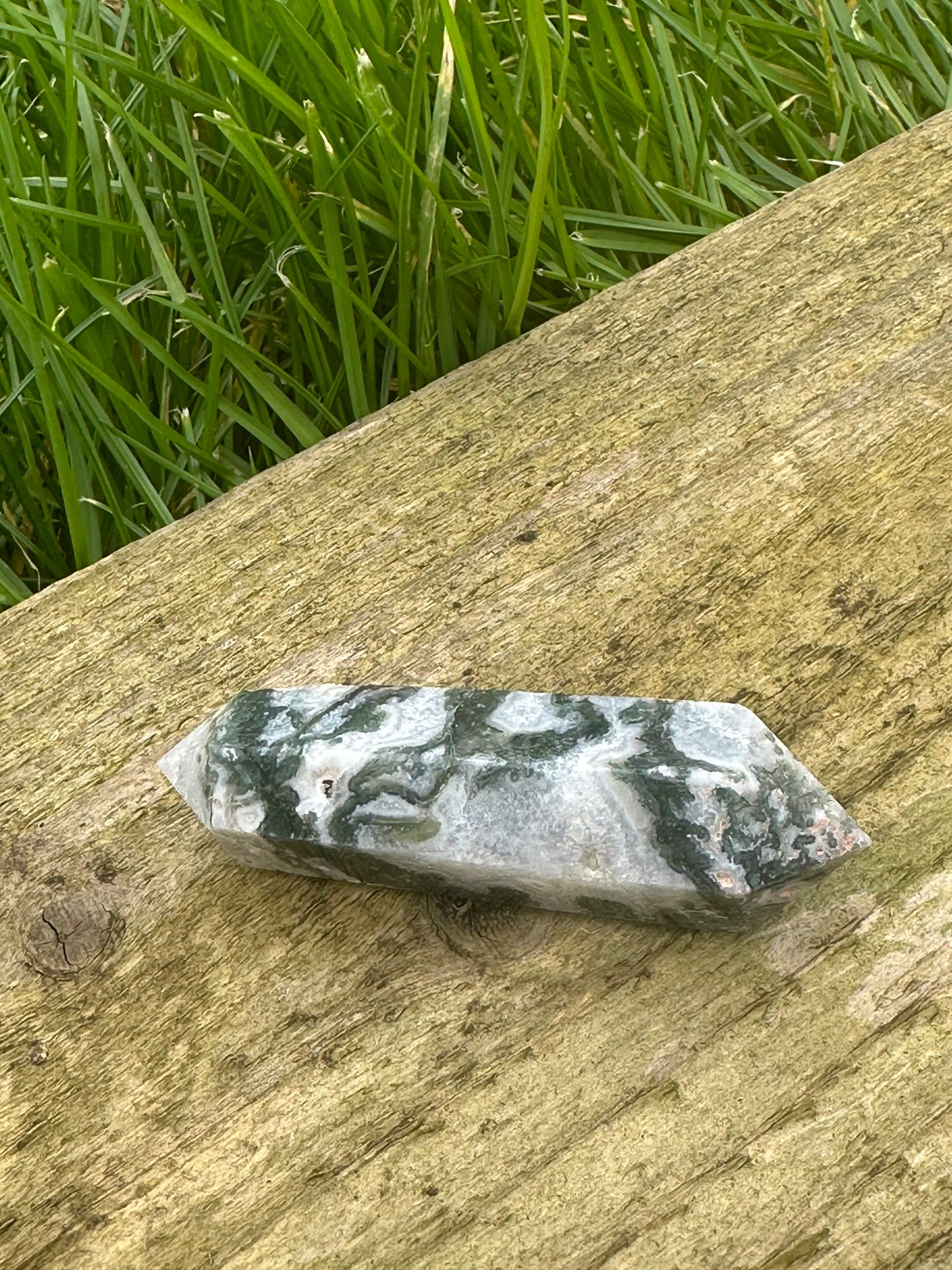 Moss Agate Double Terminated Wand