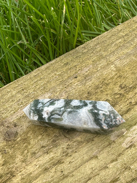 Moss Agate Double Terminated Wand
