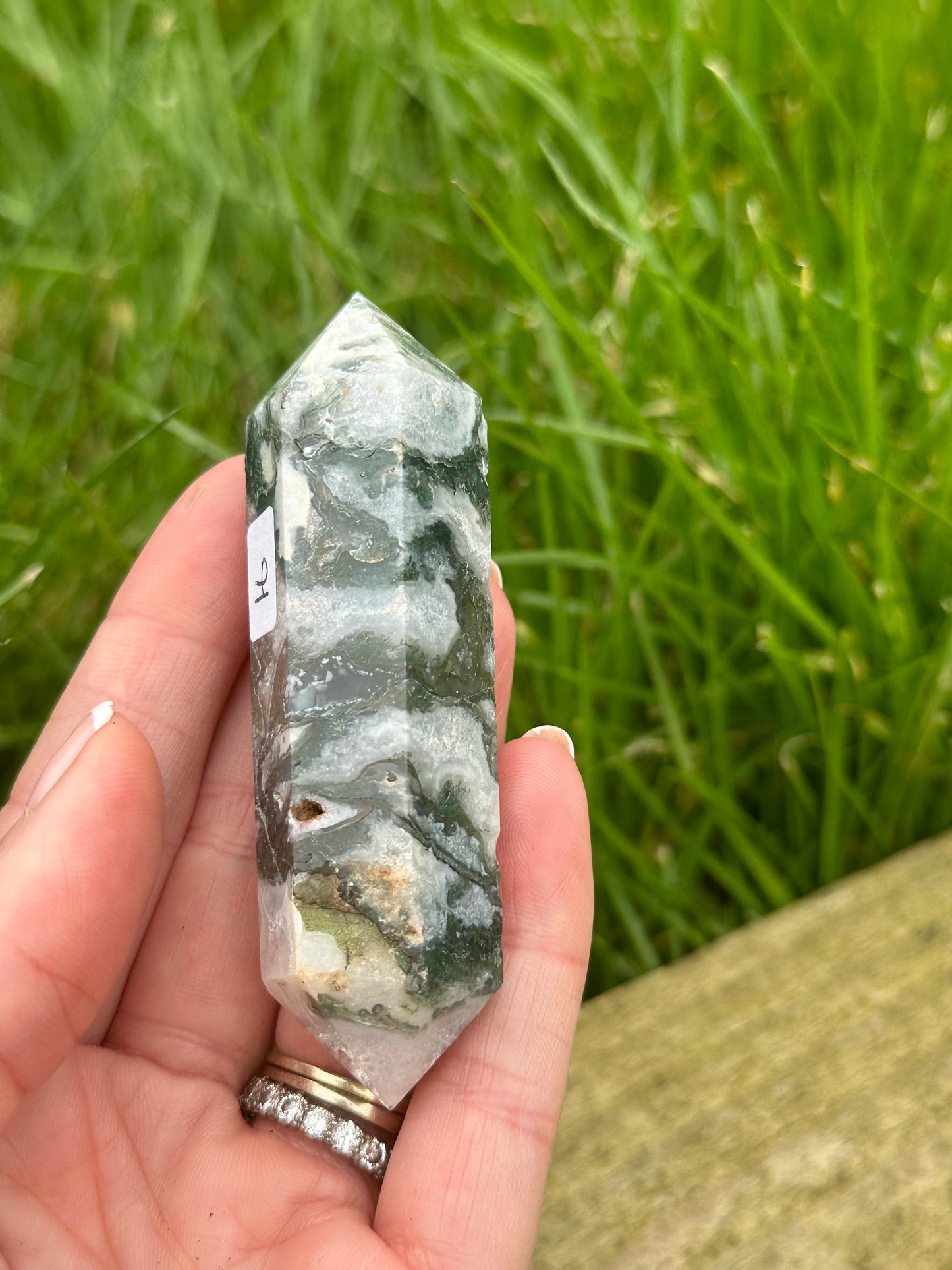 Moss Agate Double Terminated Wand