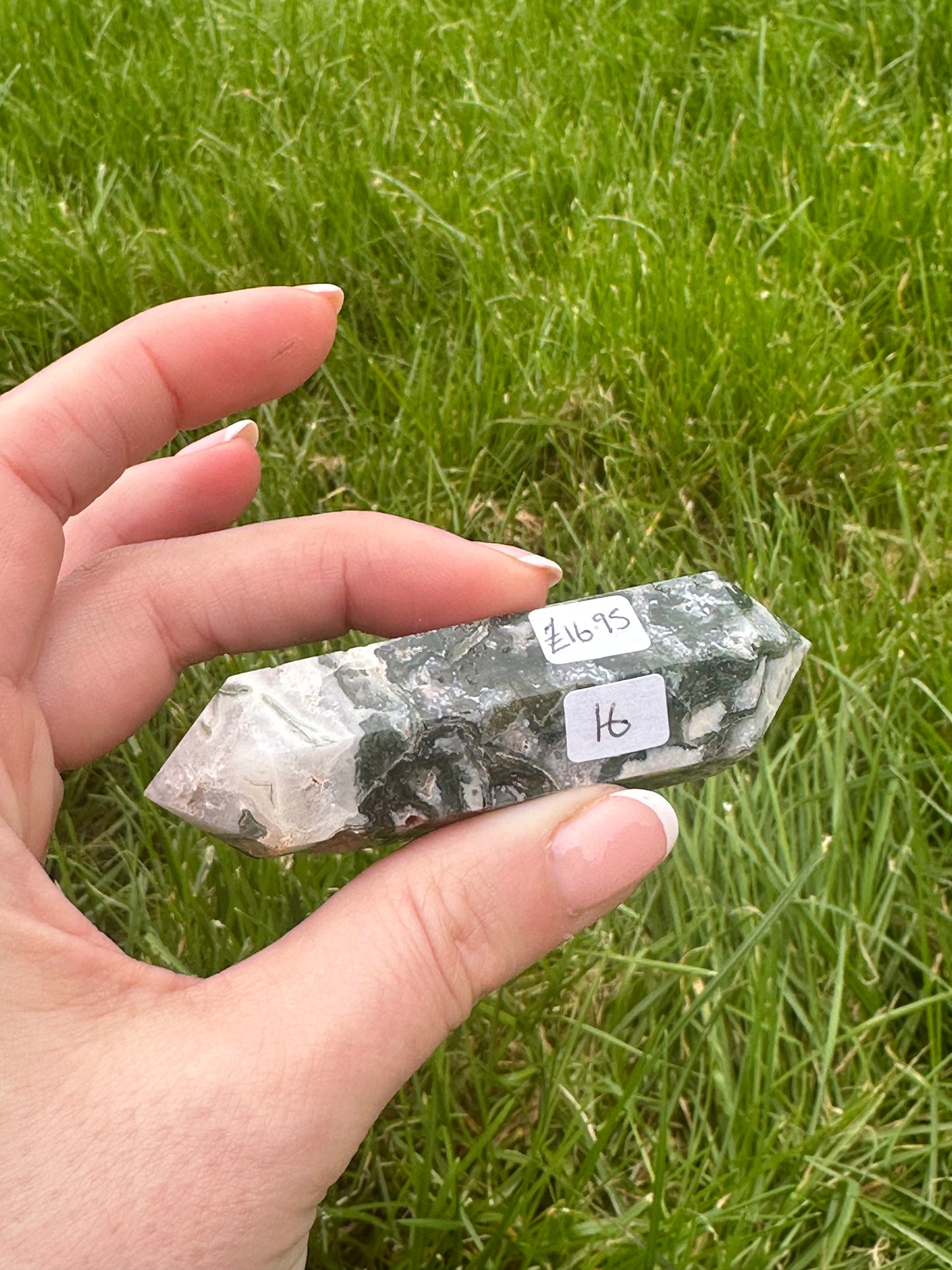 Moss Agate Double Terminated Wand