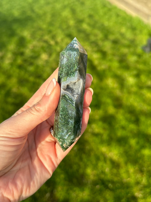 Moss Agate Double Terminated Wand (17)