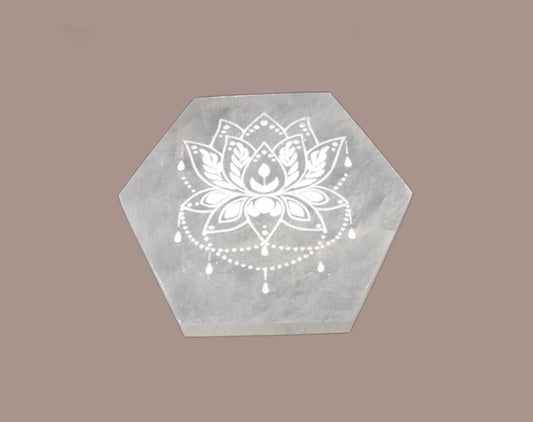 Selenite Hexagonal Lotus Disc