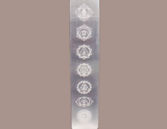 Selenite Ingot With Etched Chakra Symbols